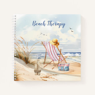 Stijlvolle waterverf strand oceaon monogram notitieboek
