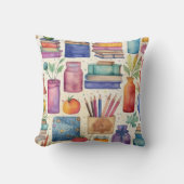 Stijlvolle Waterverf Terug naar School Supplies Pa Kussen (Voorkant)