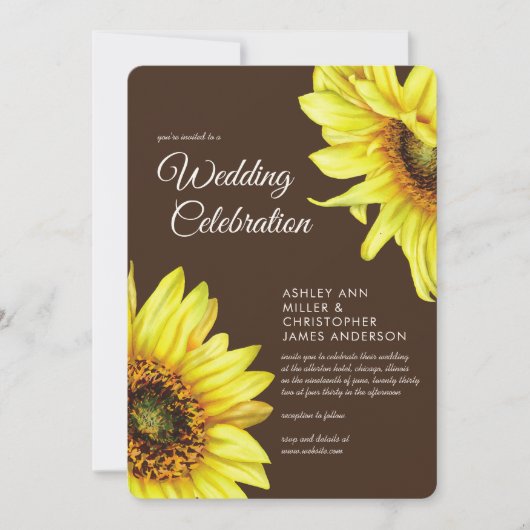 Stijlvolle Waterverf Zonnebloem Walnoot Bruin Brui Kaart (Voorkant)