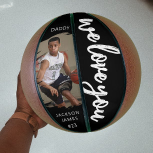 Stijlvolle We Love You Geborsteld Effect Foto Basketbal