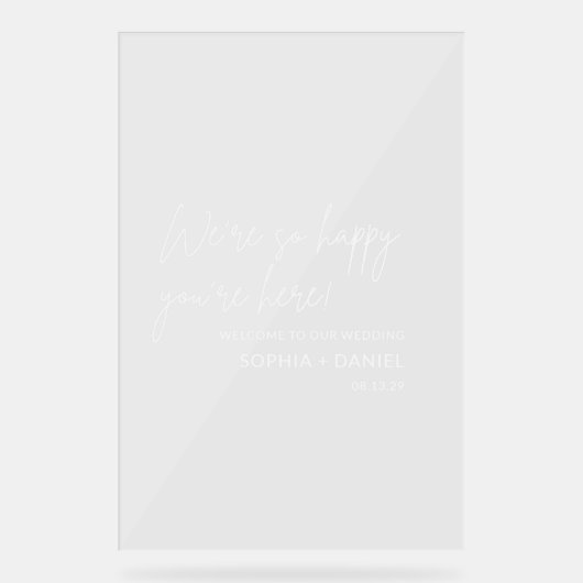 Stijlvolle welkomstbruiloft acryl bord (Voorkant)