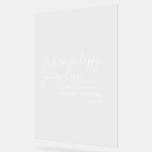 Stijlvolle welkomstbruiloft acryl bord (Hoek)