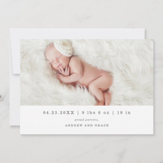 Stijlvolle Welkomstscript Foto geboorteaankondigin Aankondiging (Achterkant)