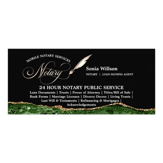 Stijlvolle wet voor mobiele notaris en leningteken reclamekaart (Voorkant)