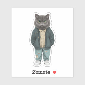 Stijlvolle Whiskers: Dapper Brits Kort haar Sticker