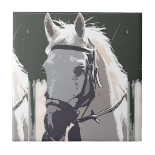 Stijlvolle White Horse Head Sketch Tegeltje