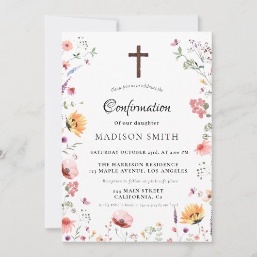 Stijlvolle Wildflower Meadow Garden bevestiging Kaart (Voorkant)