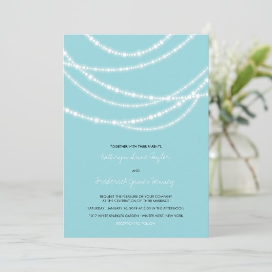 Stijlvolle winter met gloed bruiloft 2in1 Uitnodig Kaart (Staand voorkant)