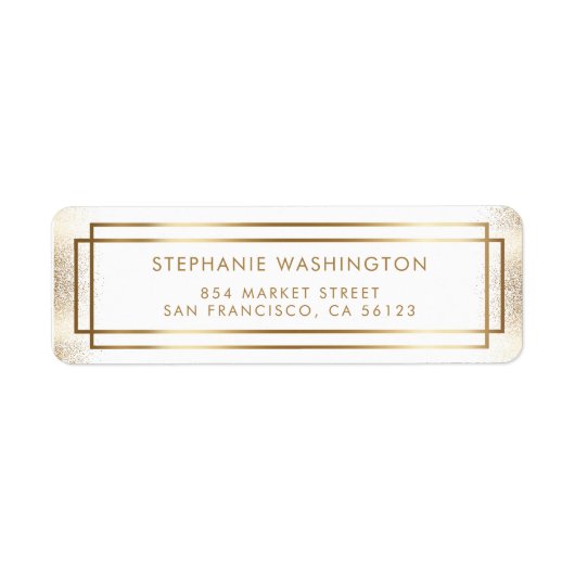 Stijlvolle Wit & Gouden Grens Bruiloft Etiket (Voorkant)