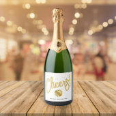 Stijlvolle witgouden juichen nieuwjaar business ty sparkling wijnetiket