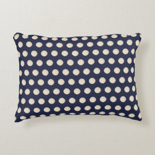 Stijlvolle, witte beige dot blauwe achtergrond decoratief kussen