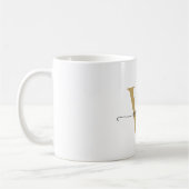 Stijlvolle witte en gouden monogram naam schrift koffiemok (Links)