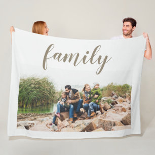 Stijlvolle witte familie foto fleece deken