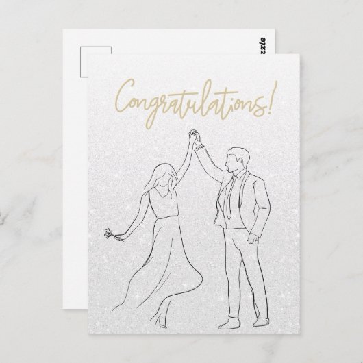 Stijlvolle witte gefeliciteerd bruiloft Kaart (Voorkant / Achterkant)