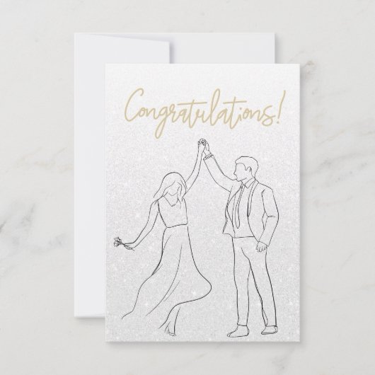 Stijlvolle witte gefeliciteerd bruiloft Kaart (Voorkant)