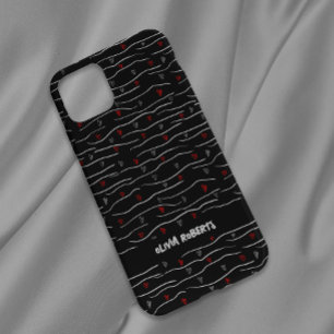 Stijlvolle witte krijt harten lijnen patroon perso Case-Mate iPhone 14 hoesje