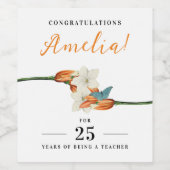 Stijlvolle witte Lily Retro Jubileum Bloemen Wijn Etiket (Enkel label)