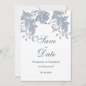 Stijlvolle witte mauve blauwe bloemen Save the Dat Kaart (Voorkant)