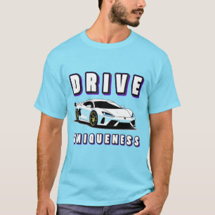 Stijlvolle Witte Racende Auto Met Neon Accenten T-shirt