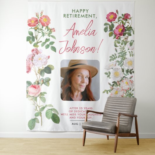 Stijlvolle witte rode pensioen sympathie Bloemen F Wandkleed (In situ)