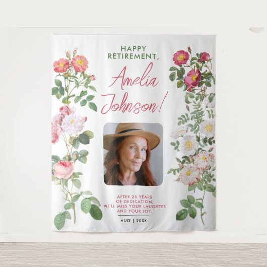 Stijlvolle witte rode pensioen sympathie Bloemen F Wandkleed (Voorkant)