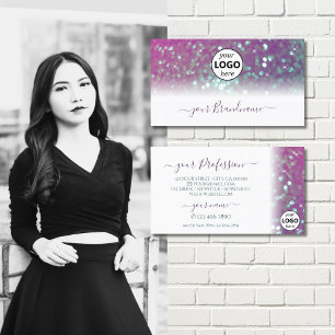 Stijlvolle witte roze Blauwgroen mousserende glitt Visitekaartje