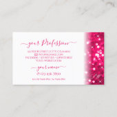 Stijlvolle witte roze mousserende glitterInitialen Visitekaartje (Achterkant)