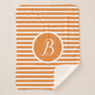 Stijlvolle witte strepen B monogram dekentje Sherpa Deken