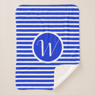 Stijlvolle witte strepen W monogram dekthrowdeken Sherpa Deken