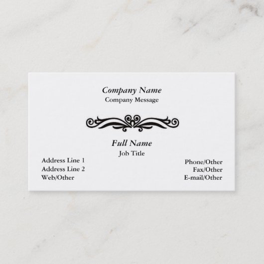 Stijlvolle witte werveling visitekaartsjabloon visitekaartje (Voorkant)