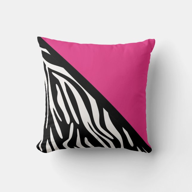 Stijlvolle Zebra Afdrukken en roze Kussen (Voorkant)