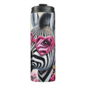Stijlvolle Zebra in hartbril Thermosbeker (Voorkant)