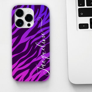 Stijlvolle Zebra Print Ombre Paarse Gepersonalisee iPhone 12 Hoesje