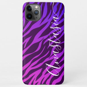 Stijlvolle Zebra Print Ombre Paarse Gepersonalisee iPhone 11Pro Max Hoesje