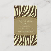 Stijlvolle zebraprint, olijf + chocolade visitekaartje (Achterkant)