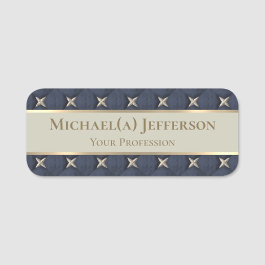 Stijlvolle Zeven Sterren Luxe Goud Blauw & Uniek G Naamplaatje (Voorkant)