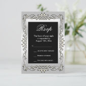 Stijlvolle Zilveren 60ste bruiloft RSVP (Staand voorkant)