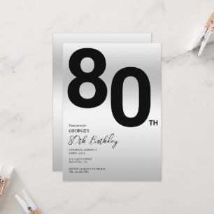 Stijlvolle Zilveren 80e Verjaardagsfeest Kaart