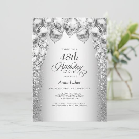 Stijlvolle zilveren ballonnen voor elk verjaardags kaart (Staand voorkant)