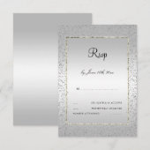 Stijlvolle Zilveren Confetti 60e Huwelijksfeest RS RSVP Kaartje (Voorkant / Achterkant)