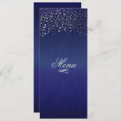 Stijlvolle zilveren Confetti Stippen donkerblauw Menu (Voorkant / Achterkant)