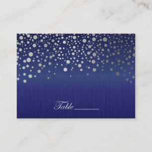 Stijlvolle zilveren Confetti Stippen Sapphire Blue Plaatskaartje