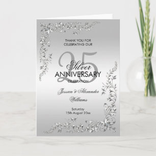 Stijlvolle Zilveren Decoratie 40e Verjaardagsfeest Bedankkaart