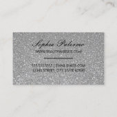 Stijlvolle zilveren glitter en roze lippen visitekaartje (Achterkant)