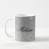 Stijlvolle Zilveren Glitter Gepersonaliseerd Mok (Links)