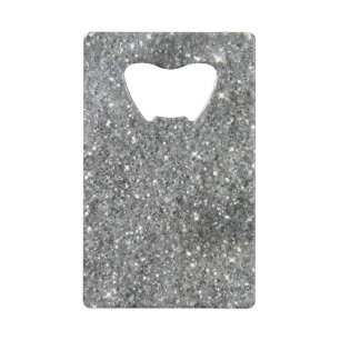 Stijlvolle zilveren glitter Glitz-afdrukken Kredietkaart Flessenopener