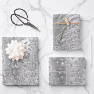 Stijlvolle Zilveren Glitter Wilde Grote Kat Dieren Inpakpapier Vel