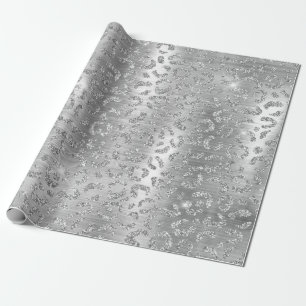 Stijlvolle zilveren glitter wilde luipaardvlekkenp cadeaupapier