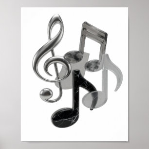 Stijlvolle Zilveren MUSIC IN MOTION Slogan Design Poster