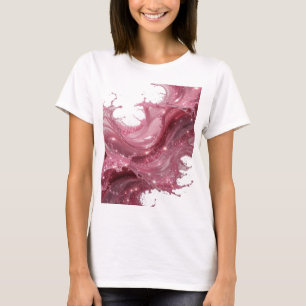 Stijlvolle Zilveren RODE VLOEISTOF SPATTEN Slogan T-shirt